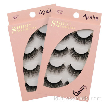 3D Siberian Mink Lashes Strip Palsu Bahan Kelas Atas Seluruh Penjualan Paket Kotak Kustom